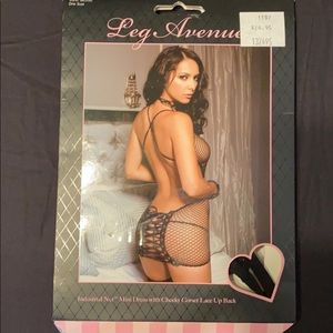 Fishnet lace up dress